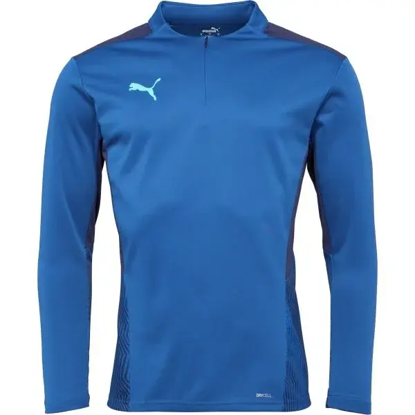 Puma TEAMCUP 1/4 ZIP TOP Pánská tréninková mikina, modrá, velikost XXXL