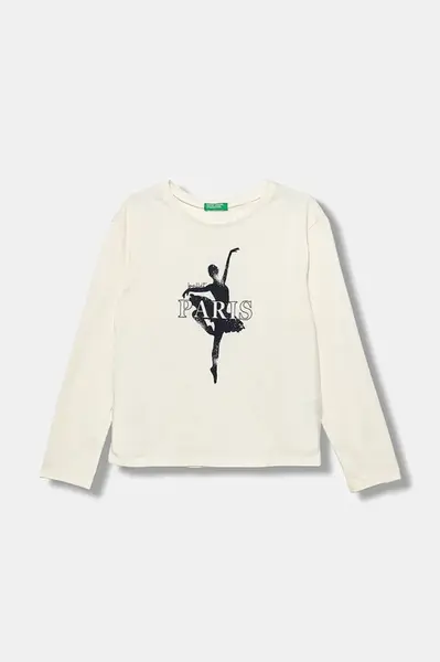 Dětské bavlněné tričko s dlouhým rukávem United Colors of Benetton