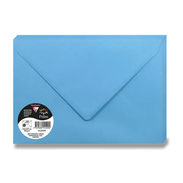 Barevná obálka Clairefontaine, A5, olizová, 20 ks - modrá