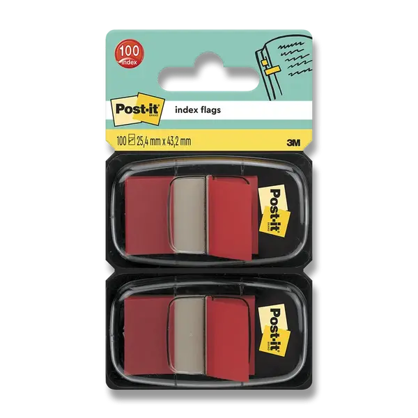 Samolepicí popisovatelné záložky 3M Post-it, 2 x 50 záložek - červené