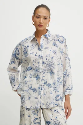 Bavlněná košile Fracomina béžová barva, relaxed, s klasickým límcem, FJ25ST6002W621N4