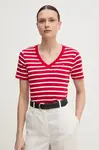 Bavlněné tričko Tommy Hilfiger dámské, červená barva, WW0WW40584