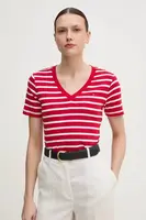 Bavlněné tričko Tommy Hilfiger dámské, červená barva, WW0WW40584