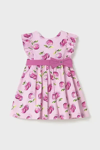 Dětské bavlněné šaty Mayoral růžová barva, mini, 1914