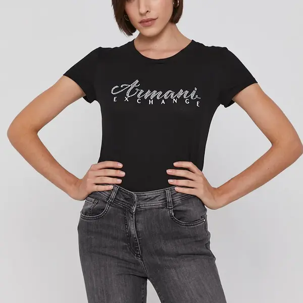 Bavlněné tričko Armani Exchange černá barva, 8NYT91 YJG3Z NOS