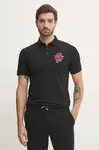 Bavlněné polo tričko Karl Lagerfeld černá barva, s aplikací, 551225.745400