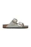 Kožené pantofle Birkenstock Arizona Big Buckle dámské, šedá barva, 1029391
