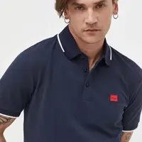 Bavlněné polo tričko HUGO tmavomodrá barva, 50490775