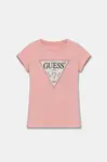 Dětské tričko Guess růžová barva
