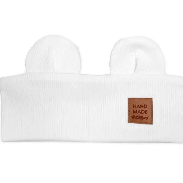 Baby Nellys Čelenka Teddy s oušky pro děti Hand Made - bílá, 1-3 roky