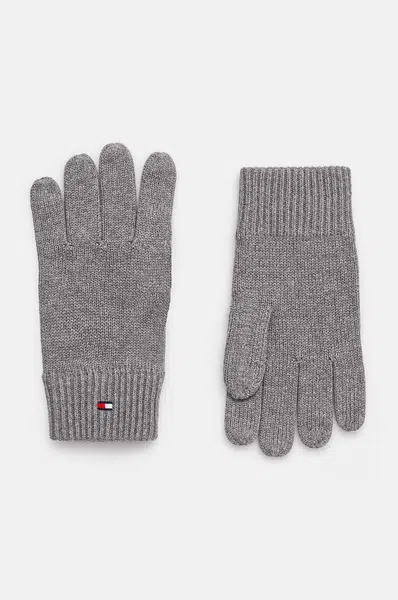 Rukavice Tommy Hilfiger pánské, šedá barva, AM0AM12845