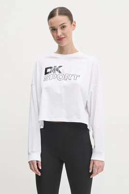 Bavlněné tričko s dlouhým rukávem Dkny bílá barva, DP5T1117