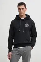 Bavlněná mikina Versace Jeans Couture pánská, černá barva, s kapucí, hladká, 78GAIE07 CF00E