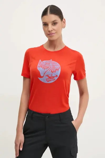 Sportovní triko Fjallraven Abisko Wool Fox oranžová barva, F84118