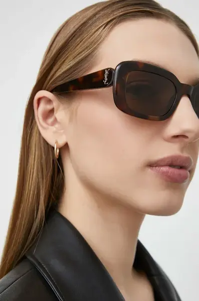Sluneční brýle Saint Laurent dámské, hnědá barva, SL M130