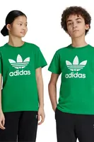 Dětské bavlněné tričko adidas Originals TREFOIL TEE zelená barva, s potiskem, IY4003