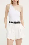 Kraťasy IRO dámské, béžová barva, hladké, high waist
