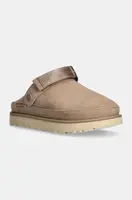 Semišové pantofle UGG Goldenstar Clog dámské, béžová barva, na platformě, 1138252-SAN