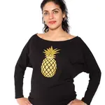 bemaamaa Těhotenská mikina, triko Ananas - černé - M