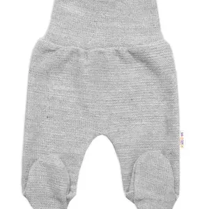 Baby Nellys Pletené kojenecké polodupačky Hand Made, šedé, vel. 62