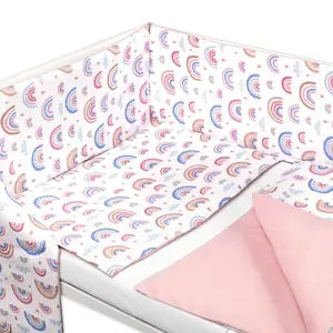 Baby Nellys Mantinel s povlečením 3D, Duha, pastelová s potiskem/pudrová