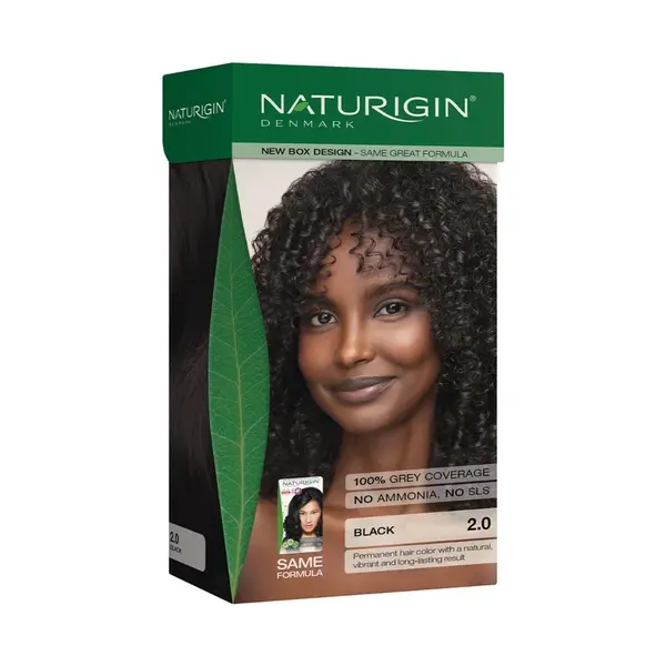 NATURIGIN Organic Based 100% Permanent Hair Colours Black 2.0 barva na vlasy 115 ml