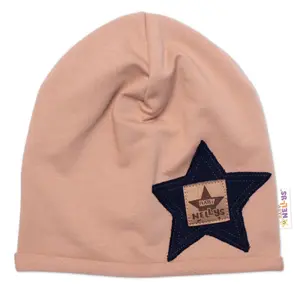 Baby Nellys Dětská čepice bavlna, Baby Star,  cappuccino vel.  104/134
