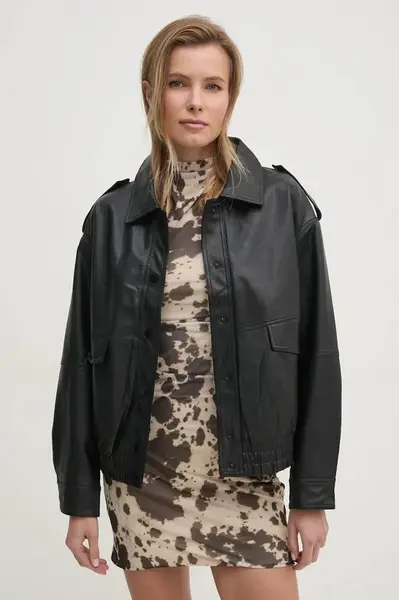 Bunda Answear.LAB dámská, černá barva, přechodná, oversize
