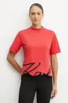 Bavlněné tričko Karl Lagerfeld KARL SIGNATURE červená barva, A1W17013