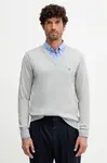 Svetr s příměsí kašmíru Tommy Hilfiger pánský, šedá barva, lehký