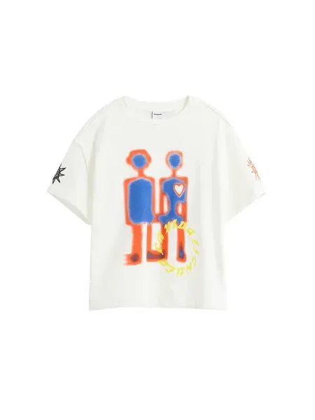 Desigual Tričko  kráľovská modrá / žltá / oranžová / biela