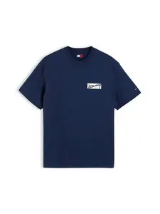 Tommy Jeans Tričko  námornícka modrá / čokoládová / zelená / biela