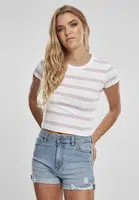 Dámské tričko Stripe Cropped Tričko bílá/dívčí růžová