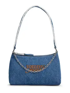 Tommy Jeans Kabelka na rameno  modrá denim / hnedá