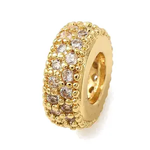 Brass Pave Cubic Zirconia European Beads