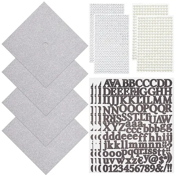 Square EVA Glitter Graduation Cap Topper Stickers Kits