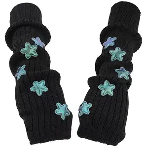 Women's Polyester Star Knitted Fingerless Warm Gloves