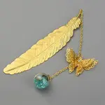 Golden Tone Brass Feather Bookmarks