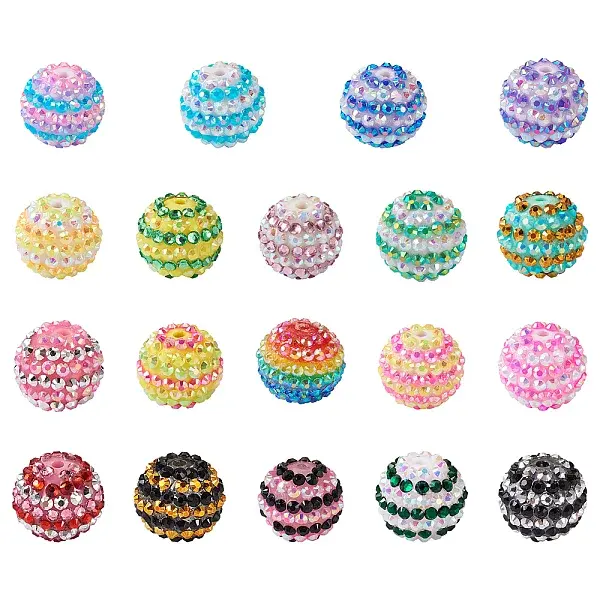 38Pcs 19 Colors Resin Rhinestone Beads Sets
