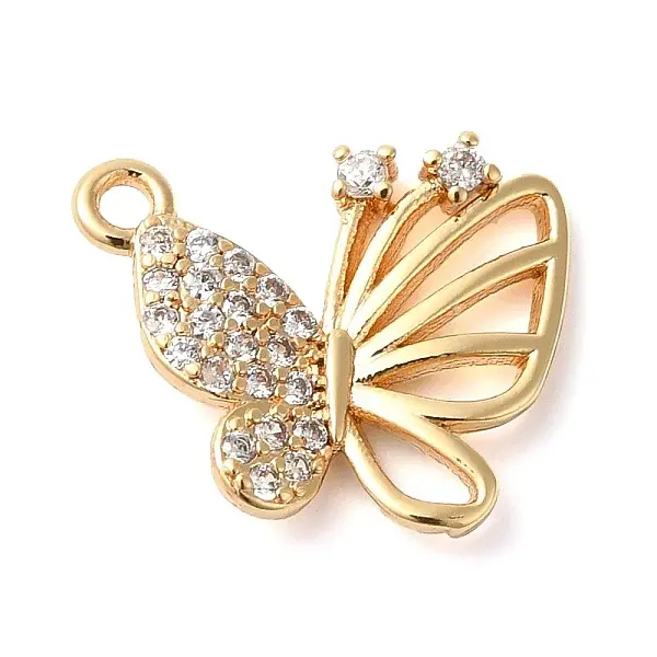 Brass Micro Pave Clear Cubic Zirconia Charms