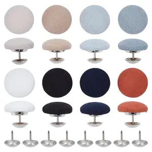 32 Sets 8 Colors Polyester Covered Iron Buttons