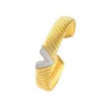 V Shape Rack Plating Brass Micro Pave Cubic Zirconia Cuff Bracelets for Women