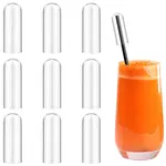 10Pcs Glass Dustproof Straw Cap