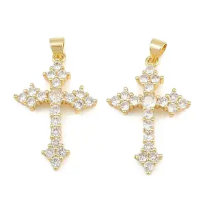 Brass Micro Pave Clear Cubic Zirconia Pendants