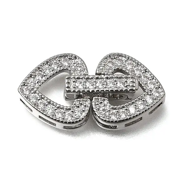 Brass Micro Pave Clear Cubic Zirconia Fold Over Clasps