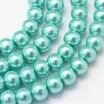 Baking Paint Pearlized Glass Pearl Round Bead Strands