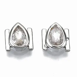 Brass Micro Pave Clear Cubic Zirconia Cabochons
