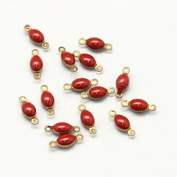 Antique Golden Plated Brass Enamel Oval Links