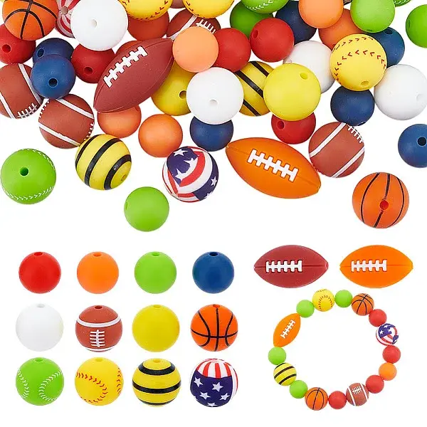 68Pcs 14 Styles Food Grade Eco-Friendly Silicone Beads