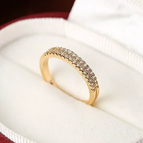 Brass Micro Pave Cubic Zirconia Finger Rings for Women
